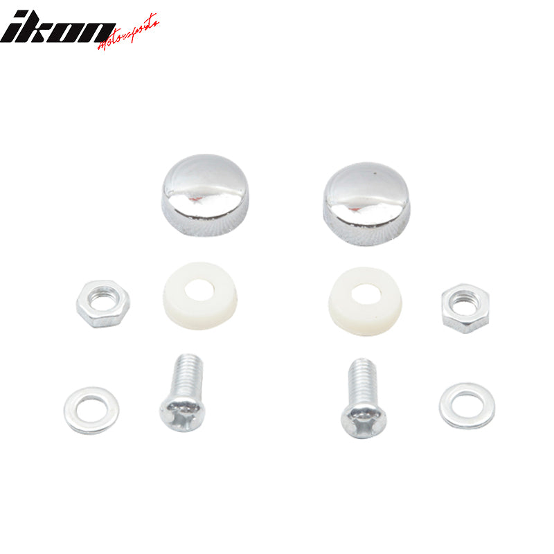 Chrome Metal Finish Steel License Plate Frame Cover + Screw Caps