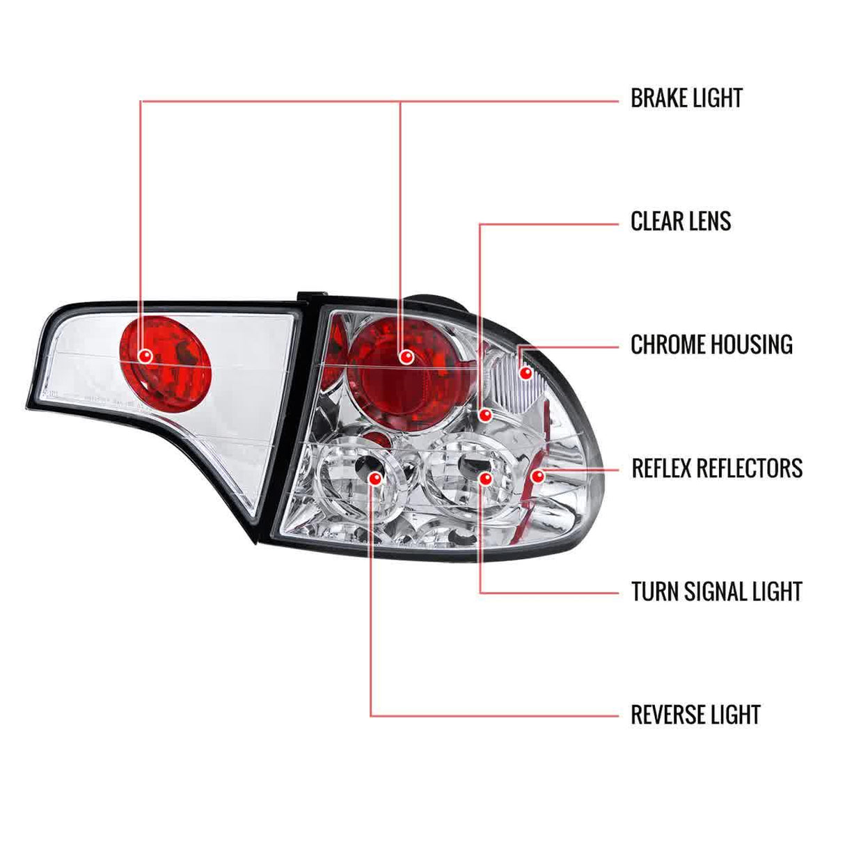Tail Lights Honda Civic Sedan (2006-2011) Black or Chrome Housing - K2 Industries