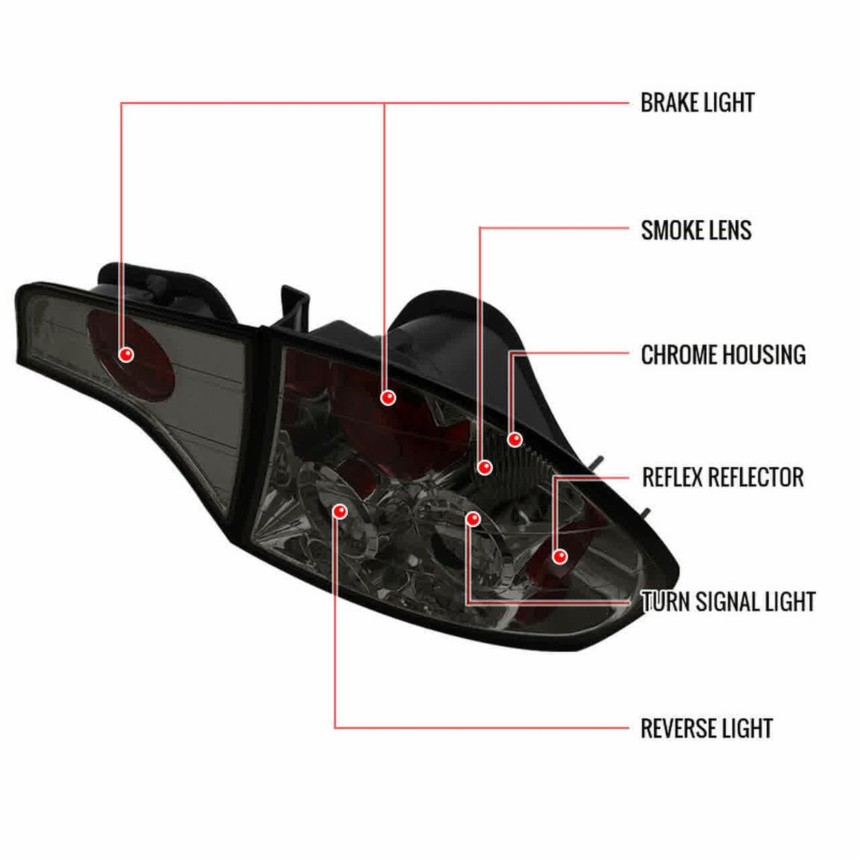 Tail Lights Honda Civic Sedan (2006-2011) Black or Chrome Housing - K2 Industries