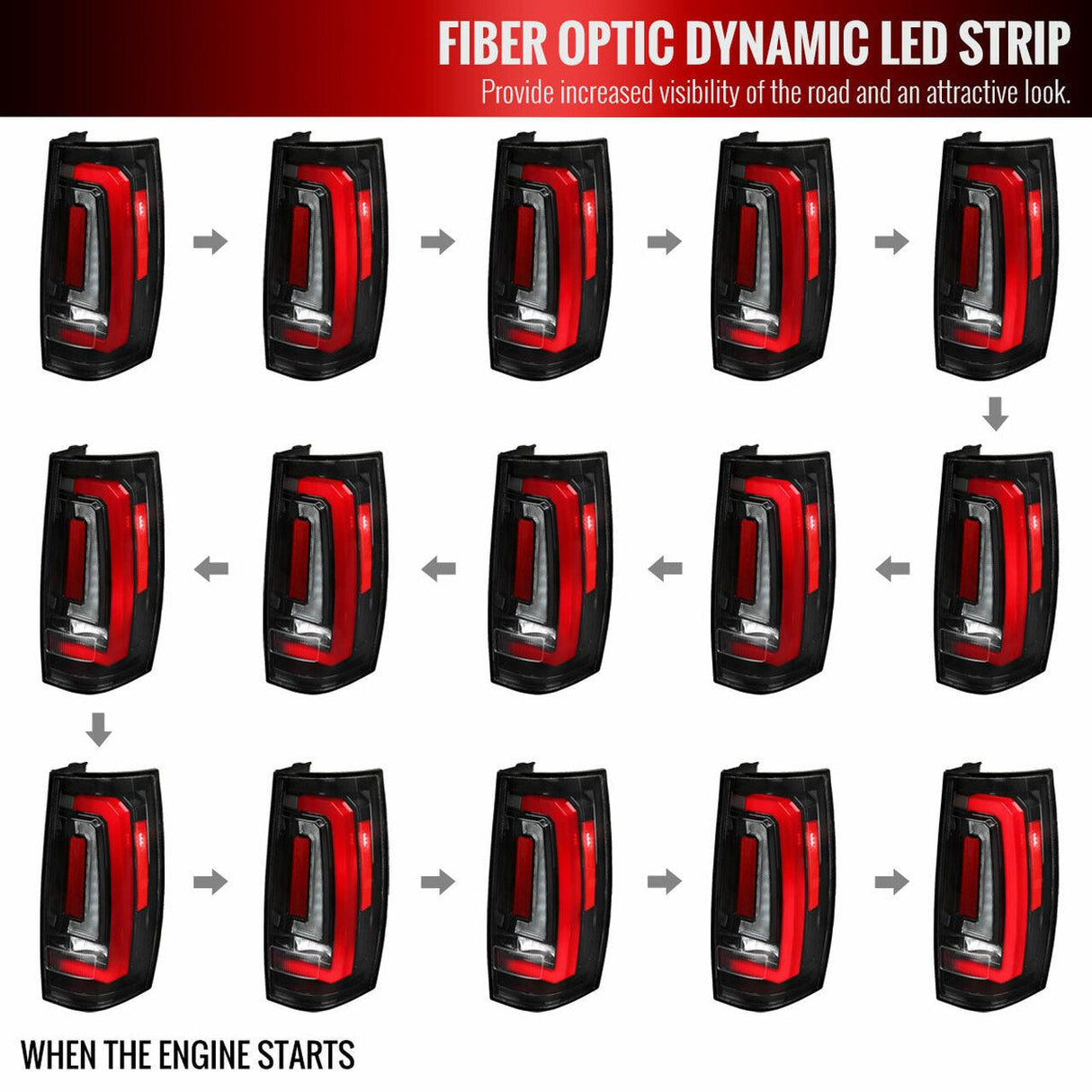 Spec-D LED Tail Lights Tahoe Suburban Yukon (07-14) Sequential - Black / Smoke / Red