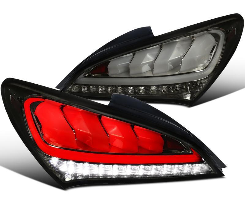 Hyundai Genesis Coupe Sequential Turn Signal - Black / Red / Smoke Tail Lights (2010-2016) - K2 Industries