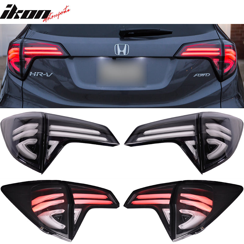 Fits 16-18 HRV Rear Full LED Light Bar Tail Lights W/ Switchback Clear