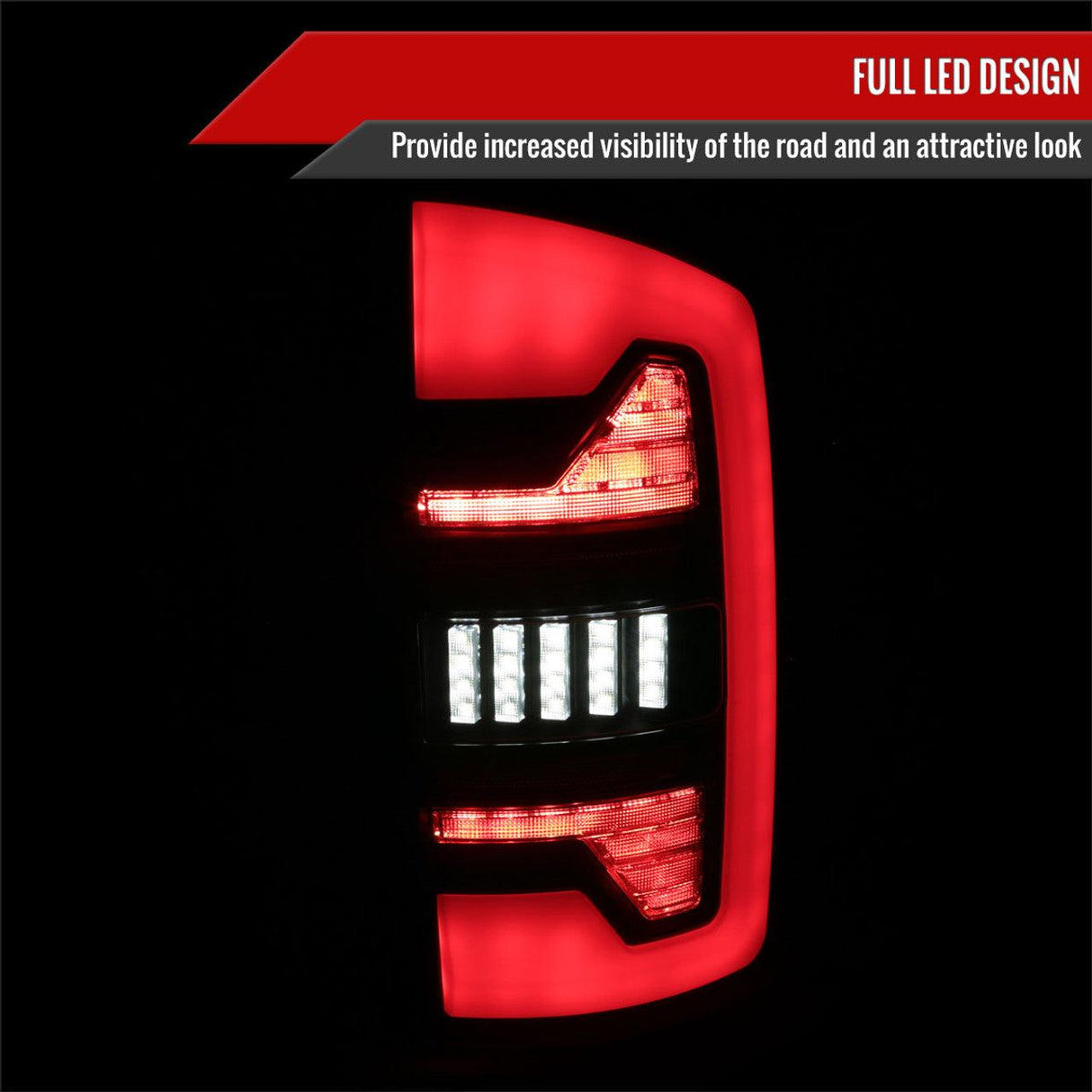 Spec-D LED Tail Lights Dodge Ram (07-08) 2500/3500 (07-09) Dynamic LED C Light Bar - Black / Chrome / Red