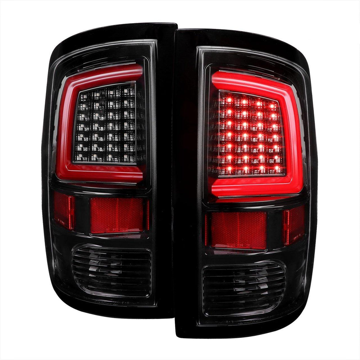 Spec-D LED Tail Lights Dodge Ram (2009-2018) w/ LED Light Bar - Black / Chrome / Red / Gloss