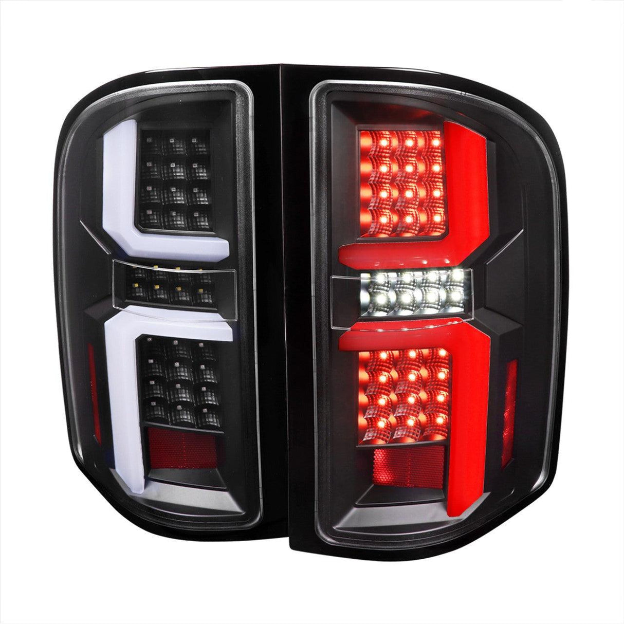 Spec-D LED Tail Lights Silverado 1500 (07-13) 2500 3500 (07-14) w/ LED Bar - Black / Clear
