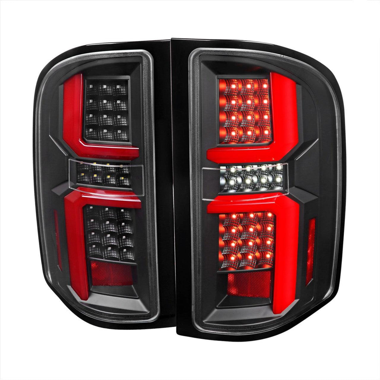 Spec-D LED Tail Lights Silverado 1500 (07-13) 2500 3500 (07-14) w/ LED Bar - Black / Clear