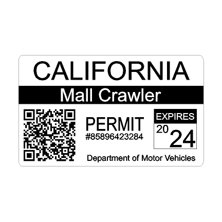Mall Crawler Permit Sticker 3.5" - All States