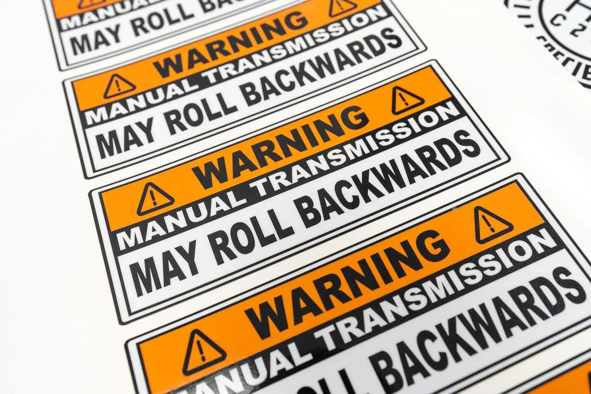 Manual Transmission May Roll Back Warning Sticker 6.5" - Universal