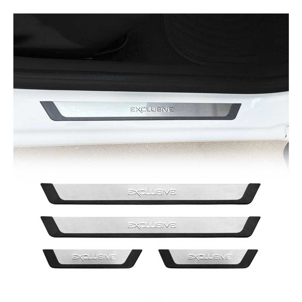 2008-2013 Nissan Rogue Door Sill Scuff Plate Scratch Protector Exclusive Brushed Stainless Steel 4Pcs