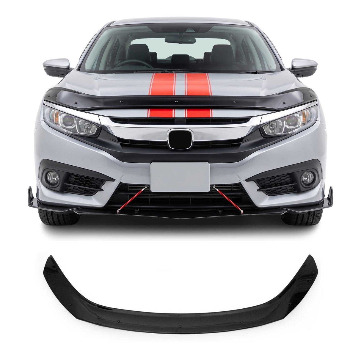 2016-2021 Honda Civic Front Bug Shield Hood Deflector 1 Pc Smoke
