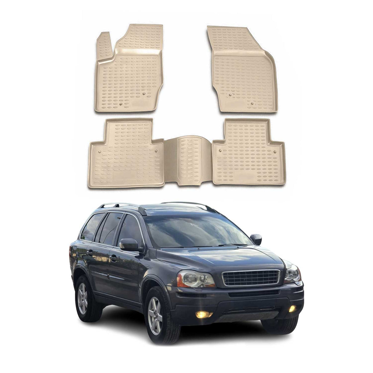 2003-2014 Volvo XC90 1.gen 5-Seats Floor Mats Liners Full Set All Weather 5 Seats Beige