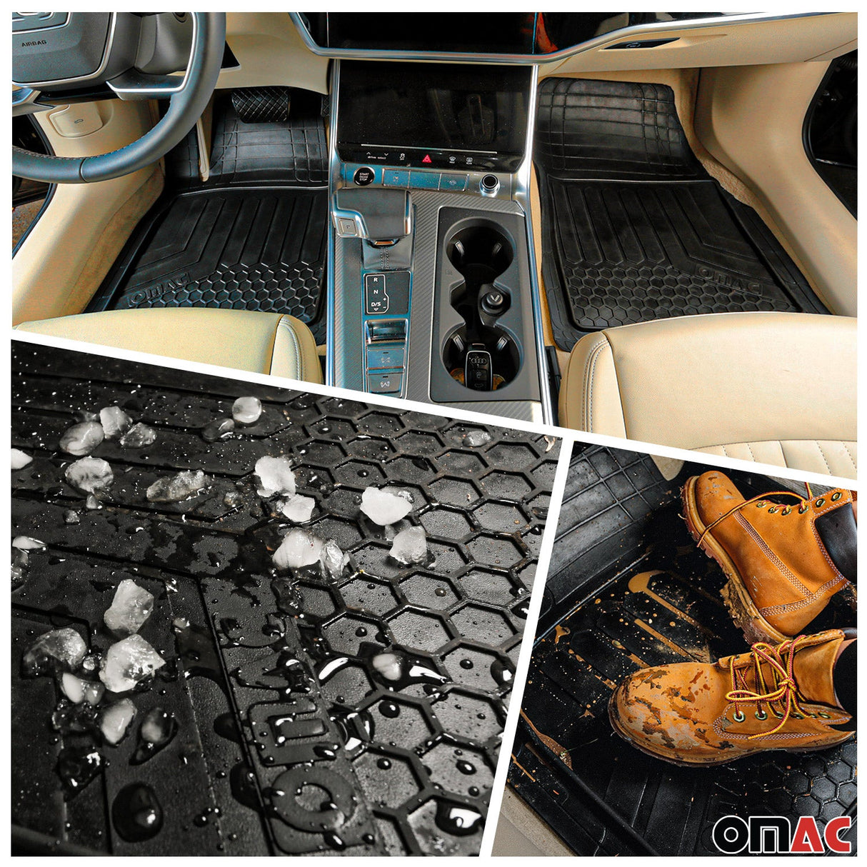BMW Universal Floor Mats & Cargo Liner Waterproof Rubber TPE Black 6 Pcs