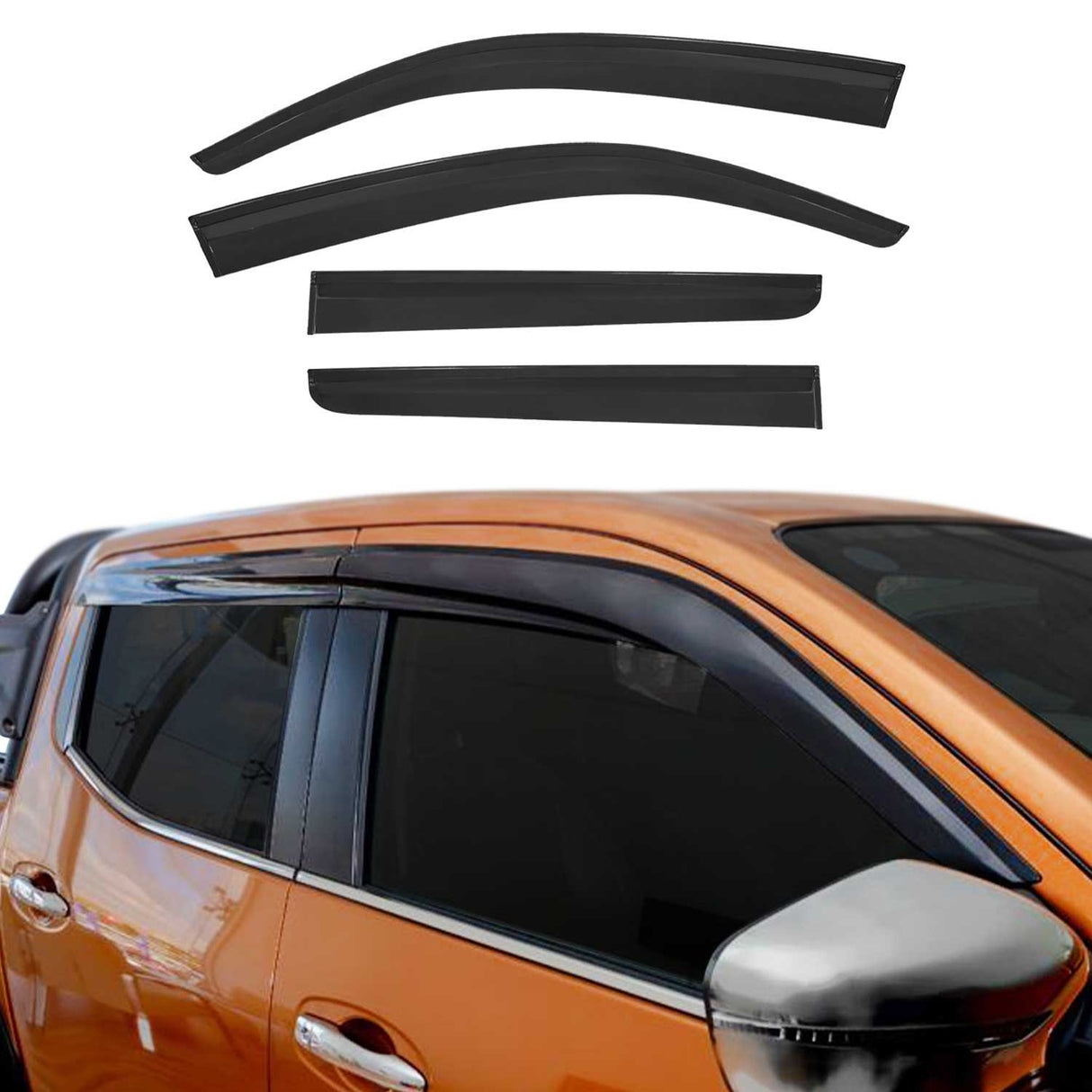 2005-2020 Nissan Frontier Crew Cab Window Visor Vent Rain Deflector 4Pcs Smoke