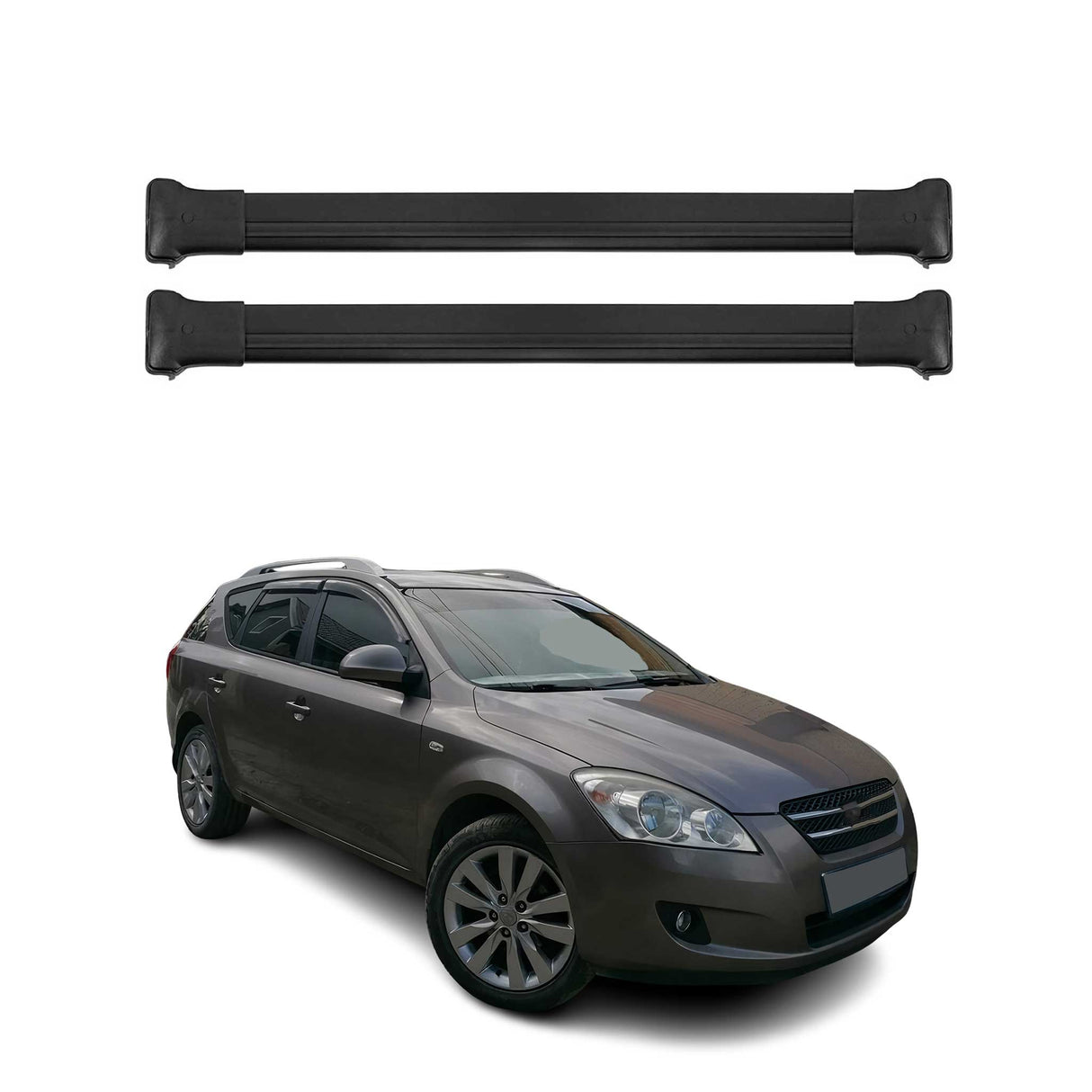 2007-2011 Kia Cee'd Estate Roof Rack Cross Bars Black