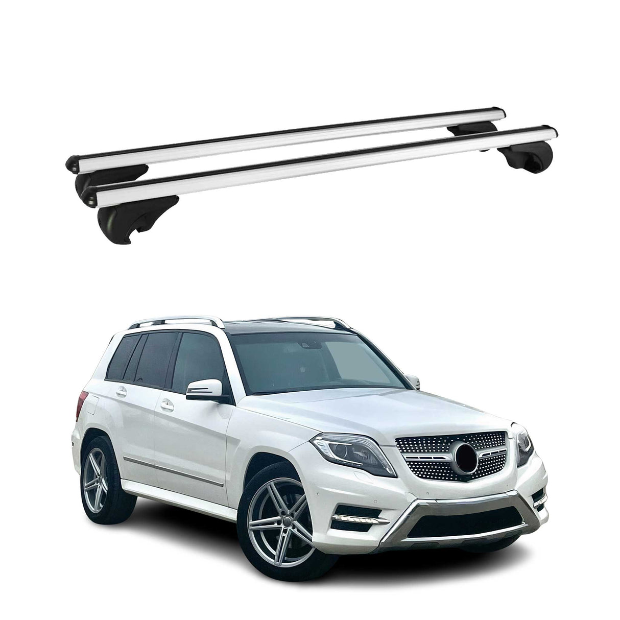 2009-2015 Mercedes GLK Class X204 Roof Rack Cross Bars Silver