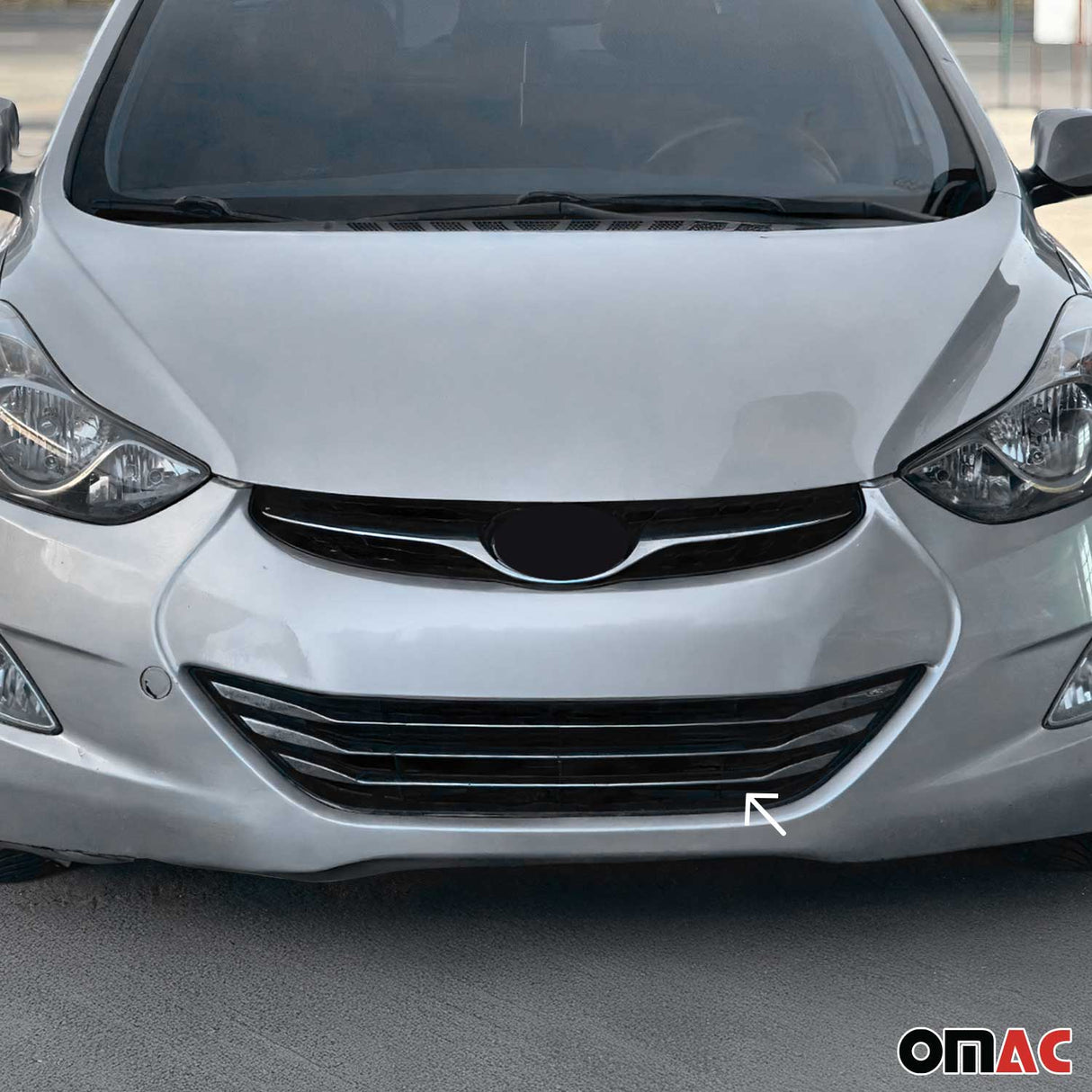 2011-2013 Hyundai Elantra Sedan Front Bumper Trim Molding Stainless Steel