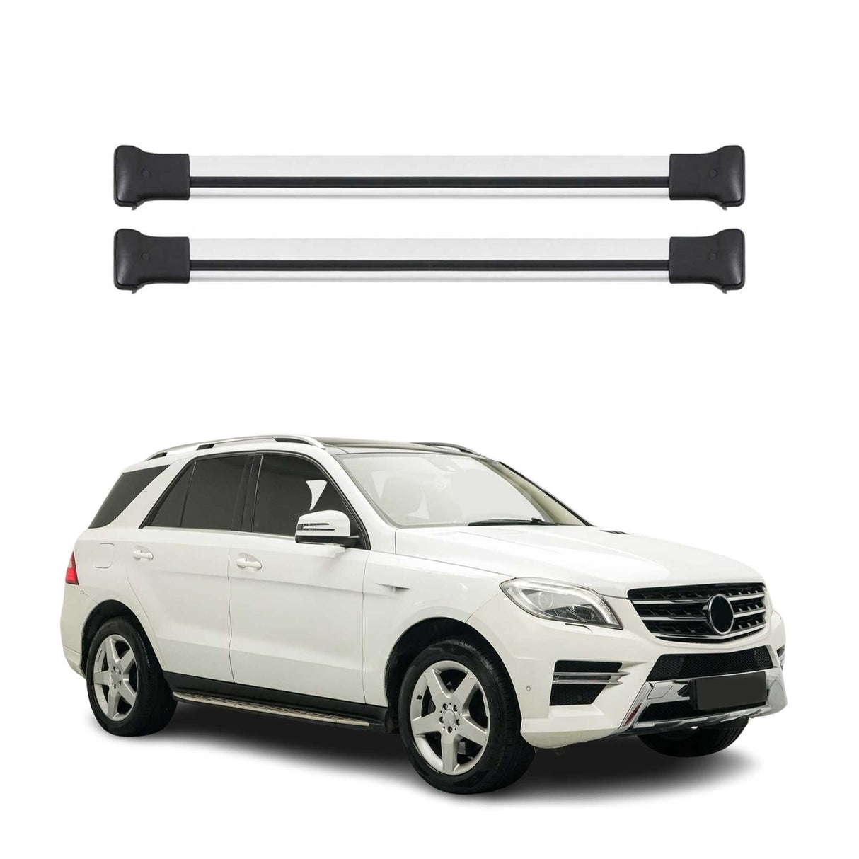 2012-2015 Mercedes ML Class W166 Roof Rack Cross Bars Silver