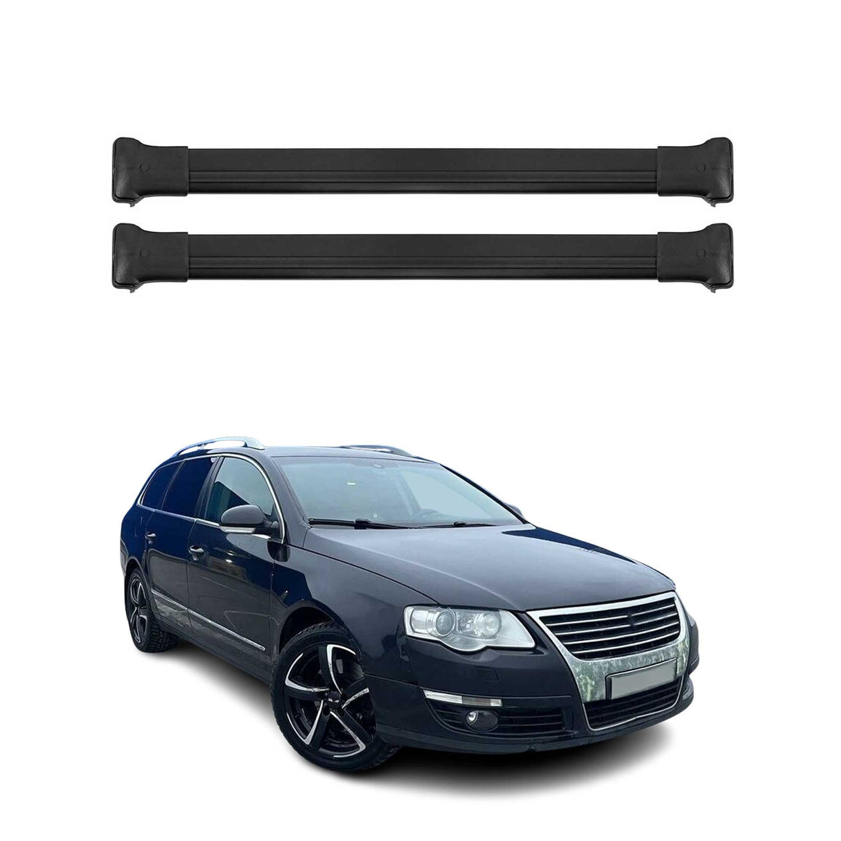 2006-2010 VW Passat B6 Wagon Alltrack Roof Rack Cross Bars Black