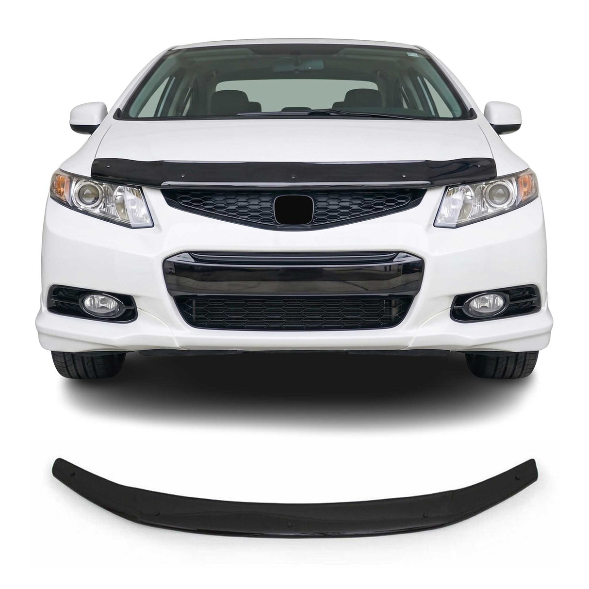 2012-2015 Honda Civic Sedan Front Bug Shield Hood Deflector 1 Pc Smoke