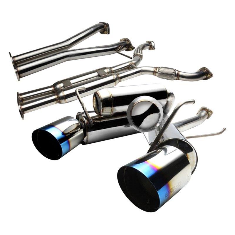 Spec-D Tuning Exhaust Nissan 350Z (03-08) Dual Muffler Polished / Blue Burnt Tips
