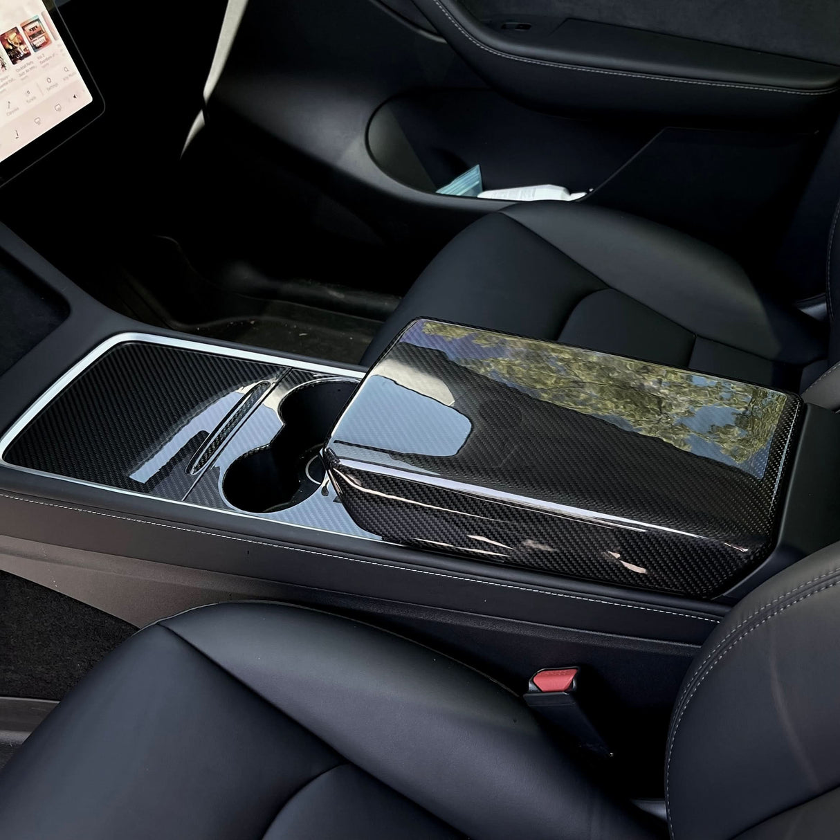 TESERY Model Y / 3 Armrest Cover - Dry Carbon Fiber Interior Mods