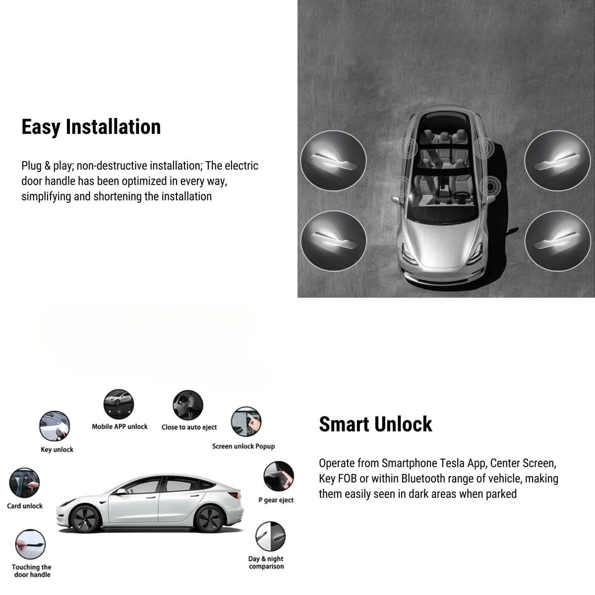 Electric Auto Present Door Handles with LED for Tesla Model 3 / Y (4PCS)