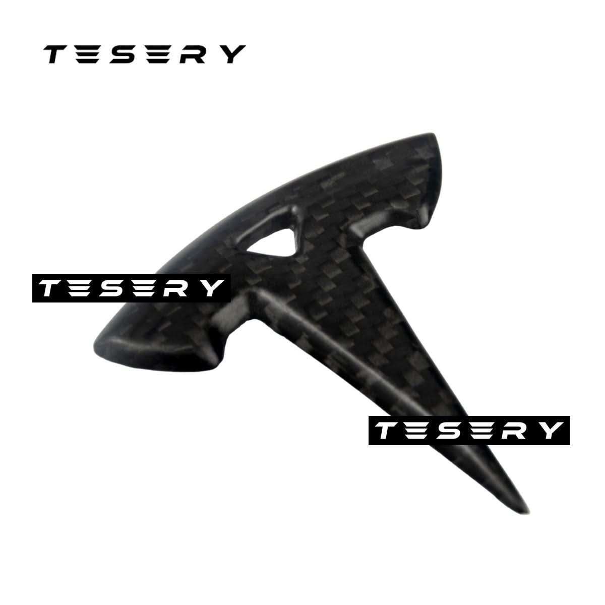 Model 3 / Y Steering Wheel Logo Cover - Carbon Fiber Interior Mods