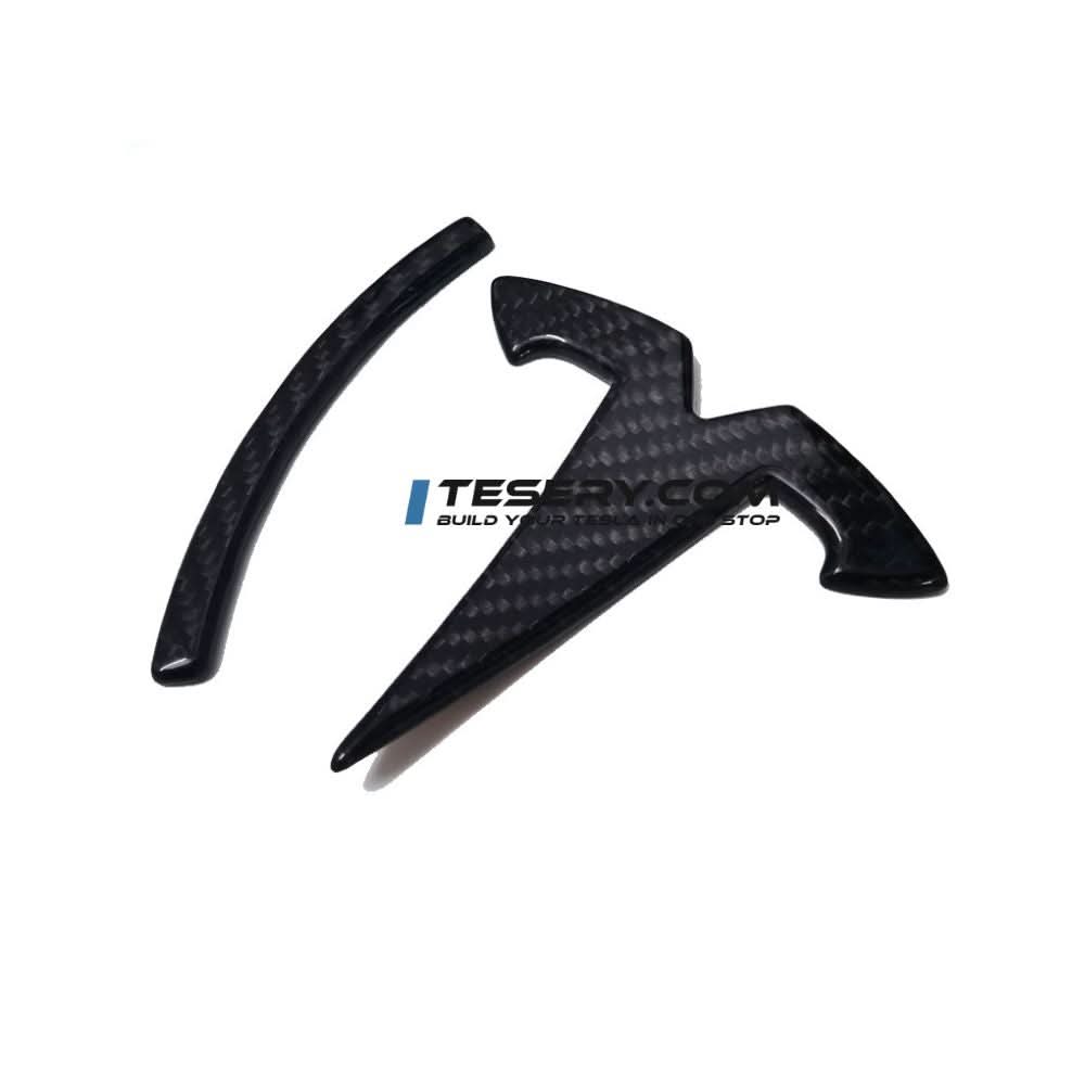 Model 3 / Y T Logo Overlay Front & Rear - Real Carbon Fiber Exterior