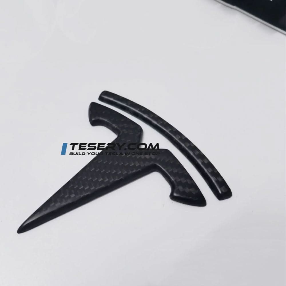 Model 3 / Y T Logo Overlay Front & Rear - Real Carbon Fiber Exterior