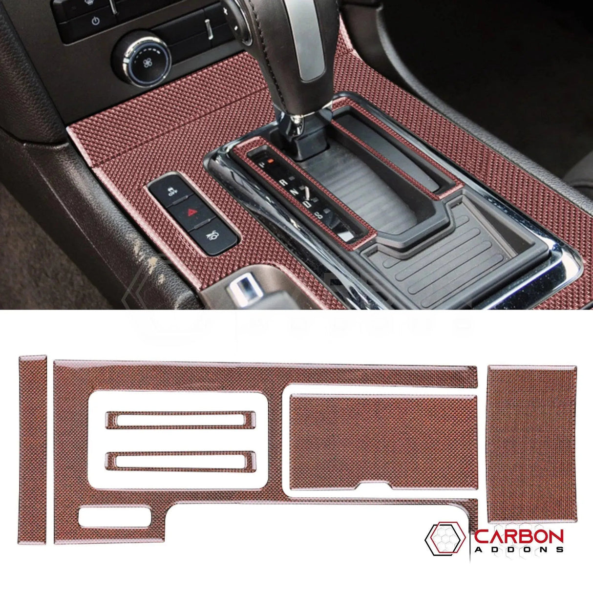 Mustang 2010-2014 Reflective Carbon Fiber Center Console Trim Overlay