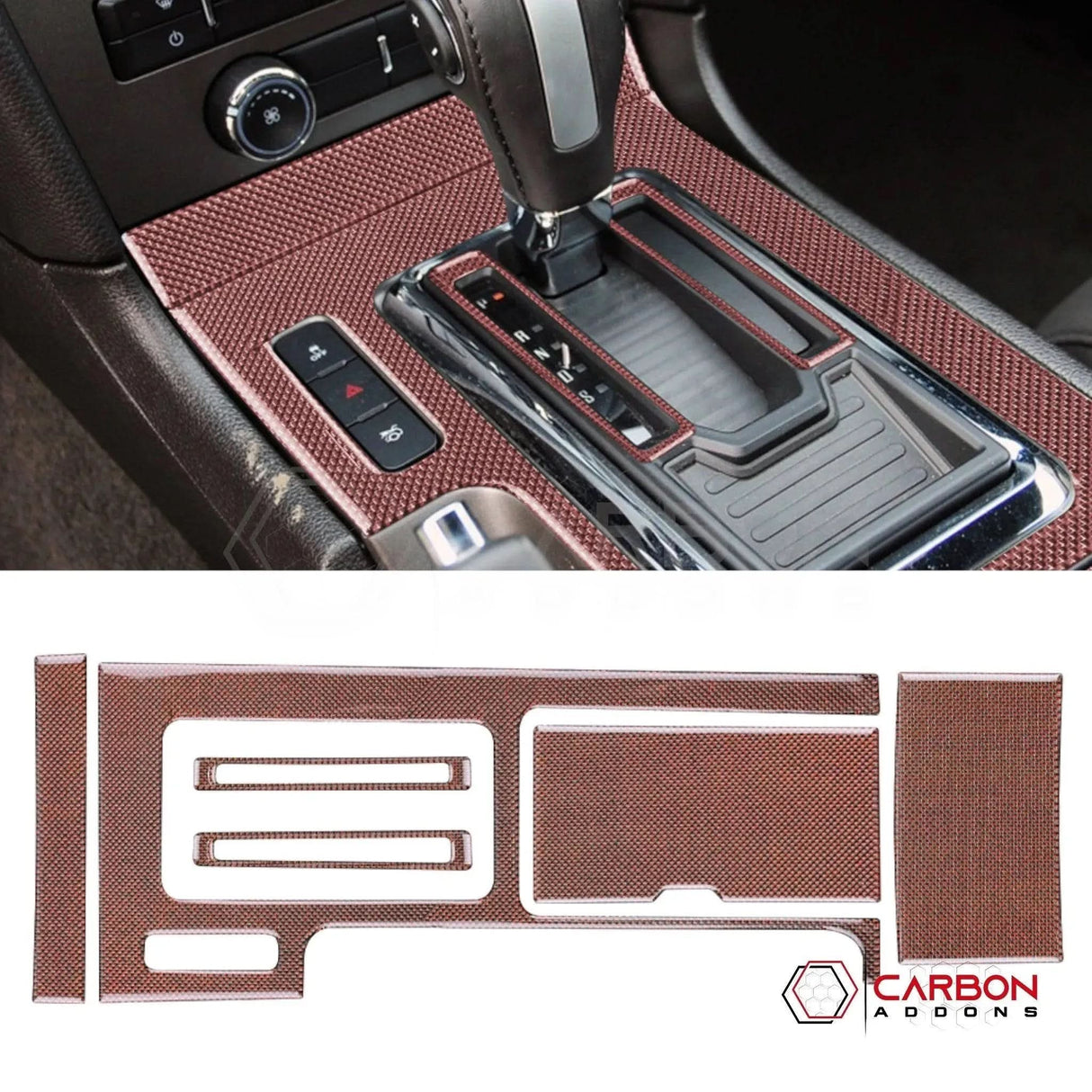 Mustang 2010-2014 Reflective Carbon Fiber Center Console Trim Overlay