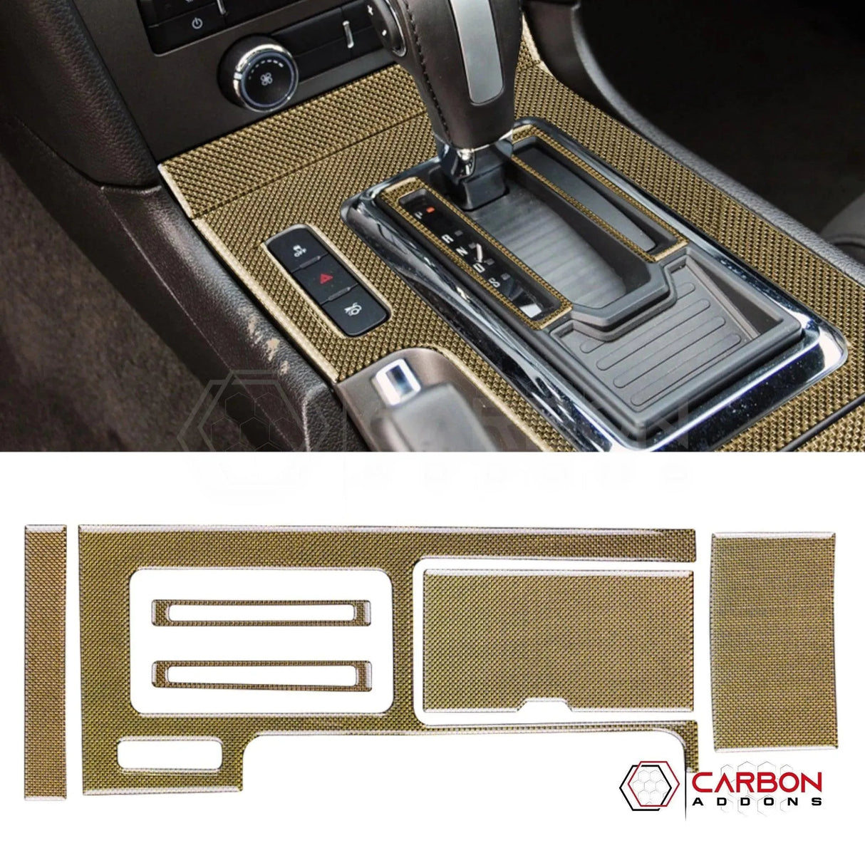 Mustang 2010-2014 Reflective Carbon Fiber Center Console Trim Overlay