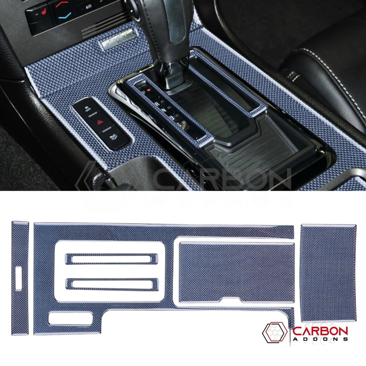 Mustang 2010-2014 Reflective Carbon Fiber Center Console Trim Overlay
