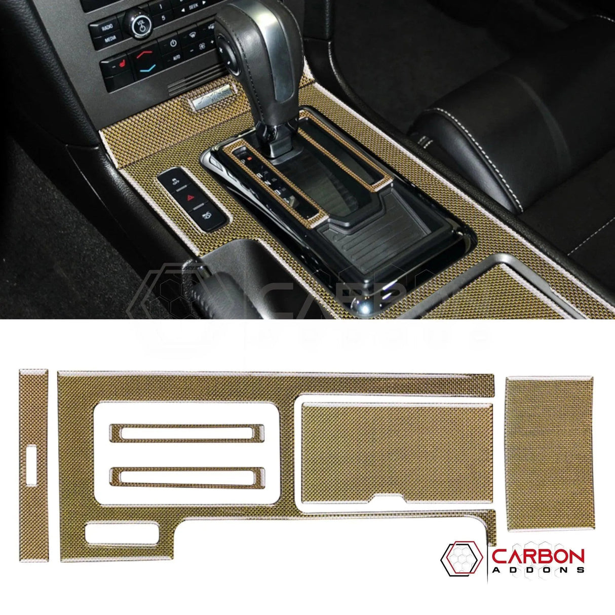 Mustang 2010-2014 Reflective Carbon Fiber Center Console Trim Overlay