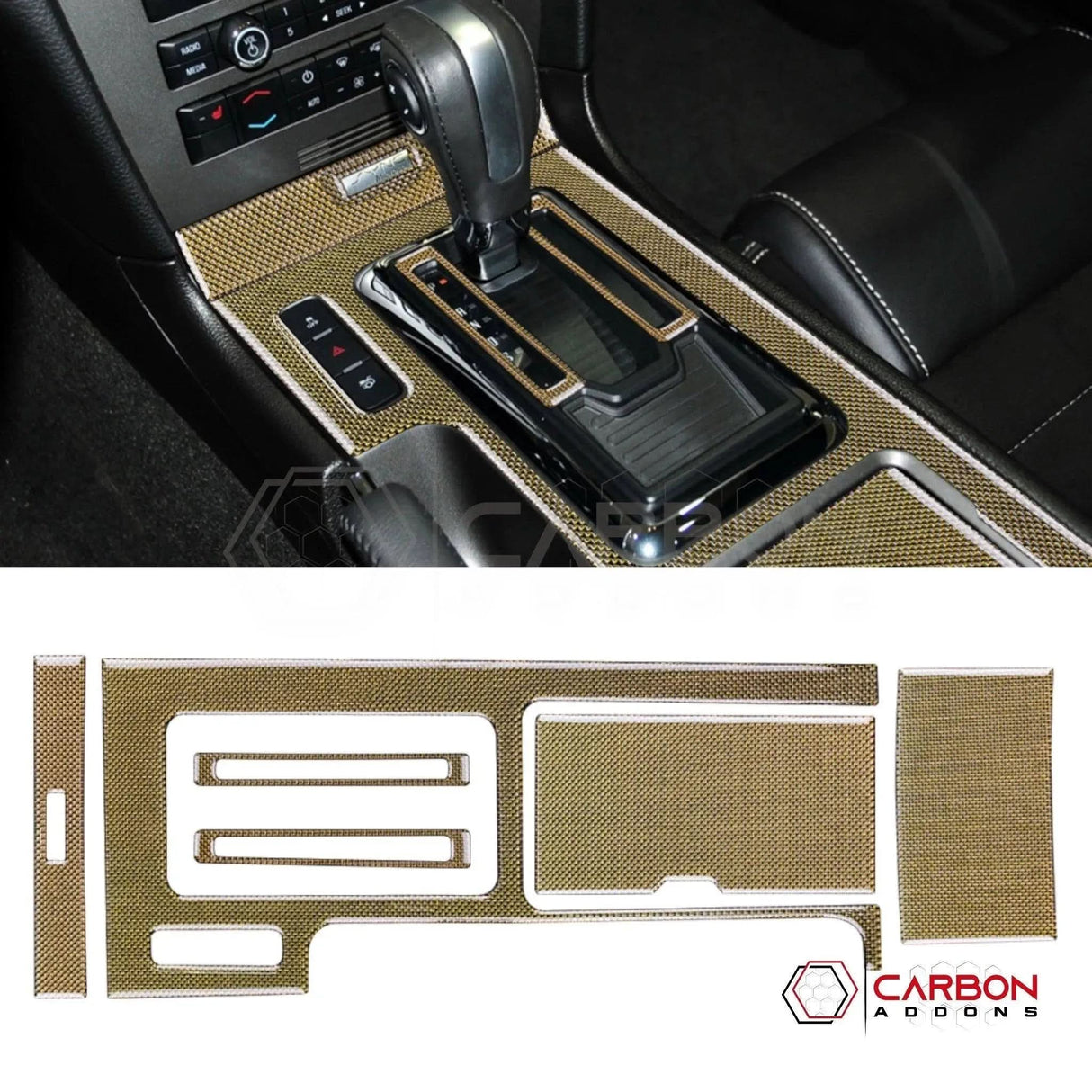 Mustang 2010-2014 Reflective Carbon Fiber Center Console Trim Overlay