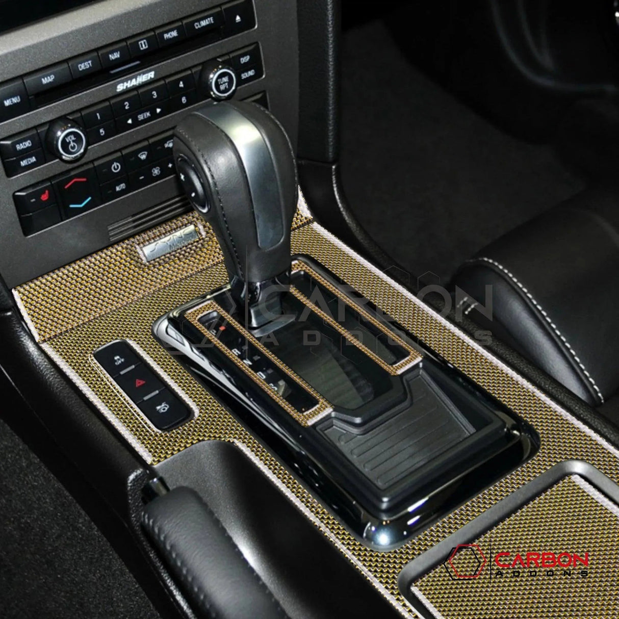 Mustang 2010-2014 Reflective Carbon Fiber Center Console Trim Overlay