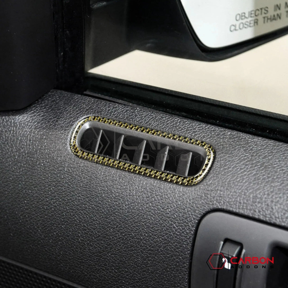Reflective Carbon Fiber Door AC Vent Trim Overlay For Mustang 2010-2014