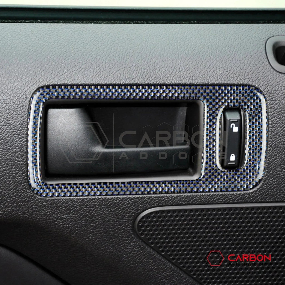 Reflective Carbon Fiber Door Handle Trim Overlay For Mustang 2010-2014