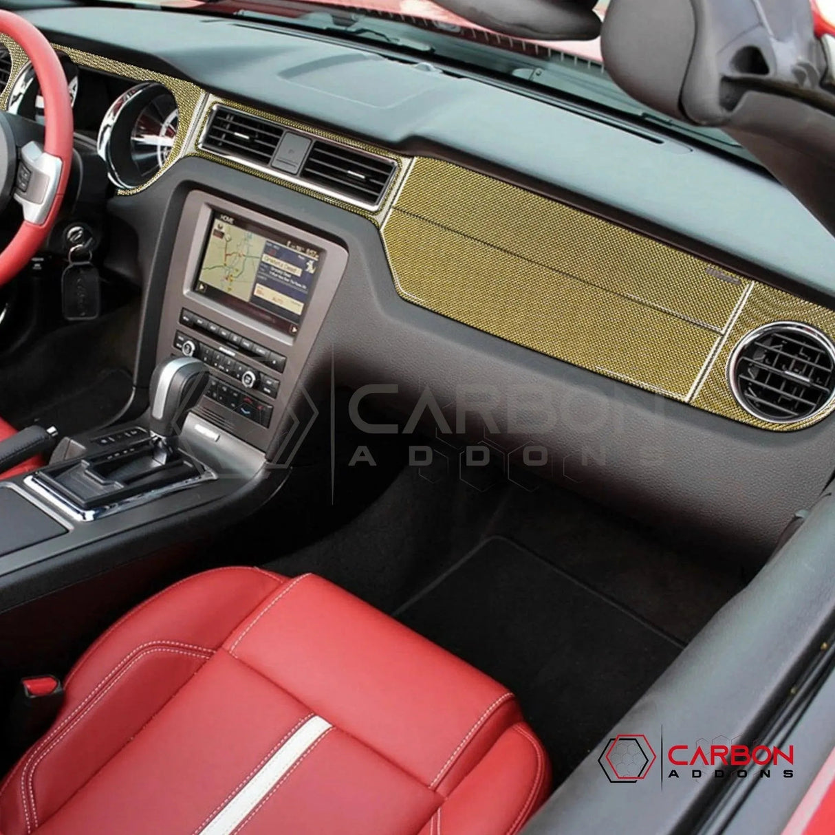 Mustang 2010-2014 Reflective Carbon Fiber Full Dashboard Trim Overlay