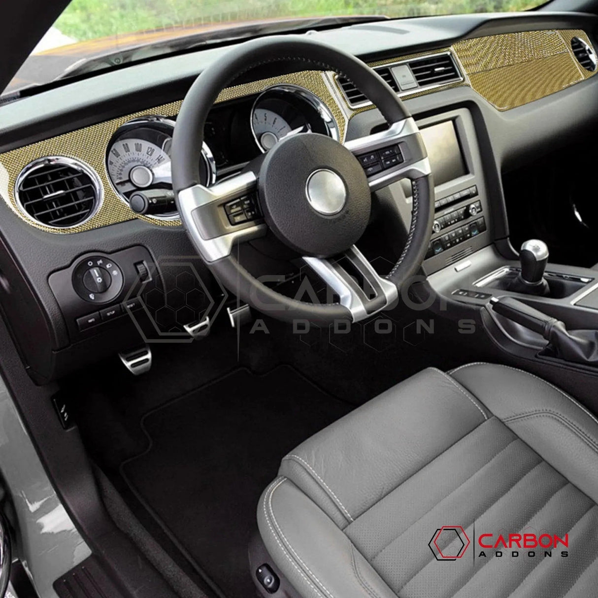 Mustang 2010-2014 Reflective Carbon Fiber Full Dashboard Trim Overlay