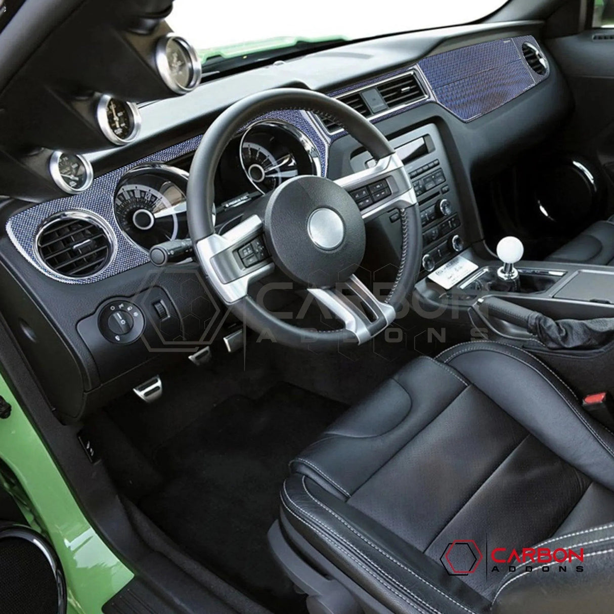 Mustang 2010-2014 Reflective Carbon Fiber Full Dashboard Trim Overlay