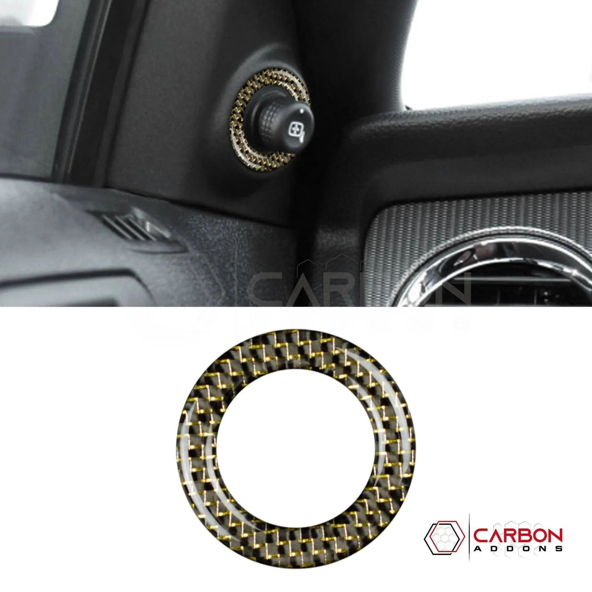 Mustang 2010-2014 Reflective Carbon Fiber Mirror Adjuster Trim Overlay