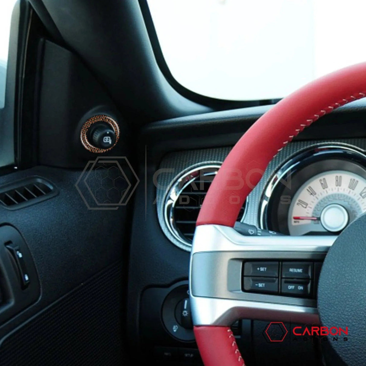 Mustang 2010-2014 Reflective Carbon Fiber Mirror Adjuster Trim Overlay