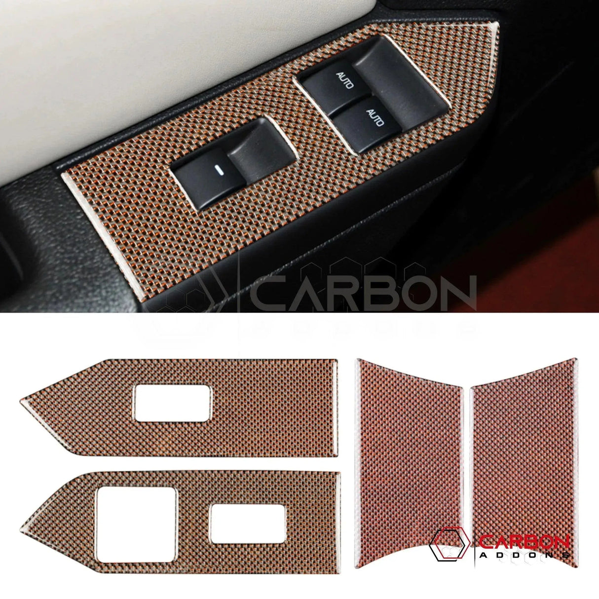 Mustang 2010-2014 Reflective Carbon Fiber Window Switch Trim Overlay