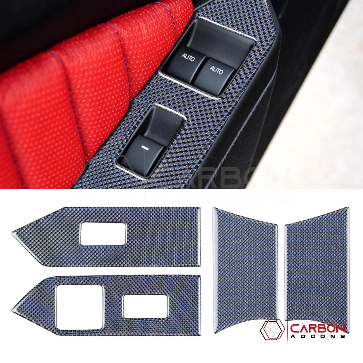 Mustang 2010-2014 Reflective Carbon Fiber Window Switch Trim Overlay