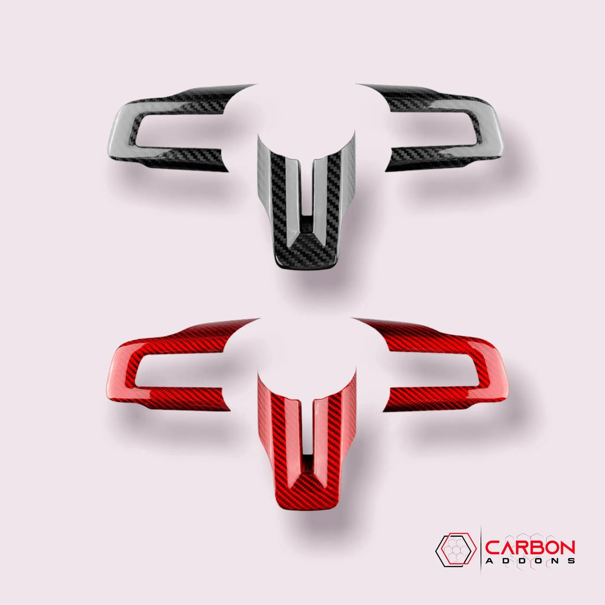 Mustang 2015-2023 Carbon Fiber Steering Wheel Chrome Delete Cover