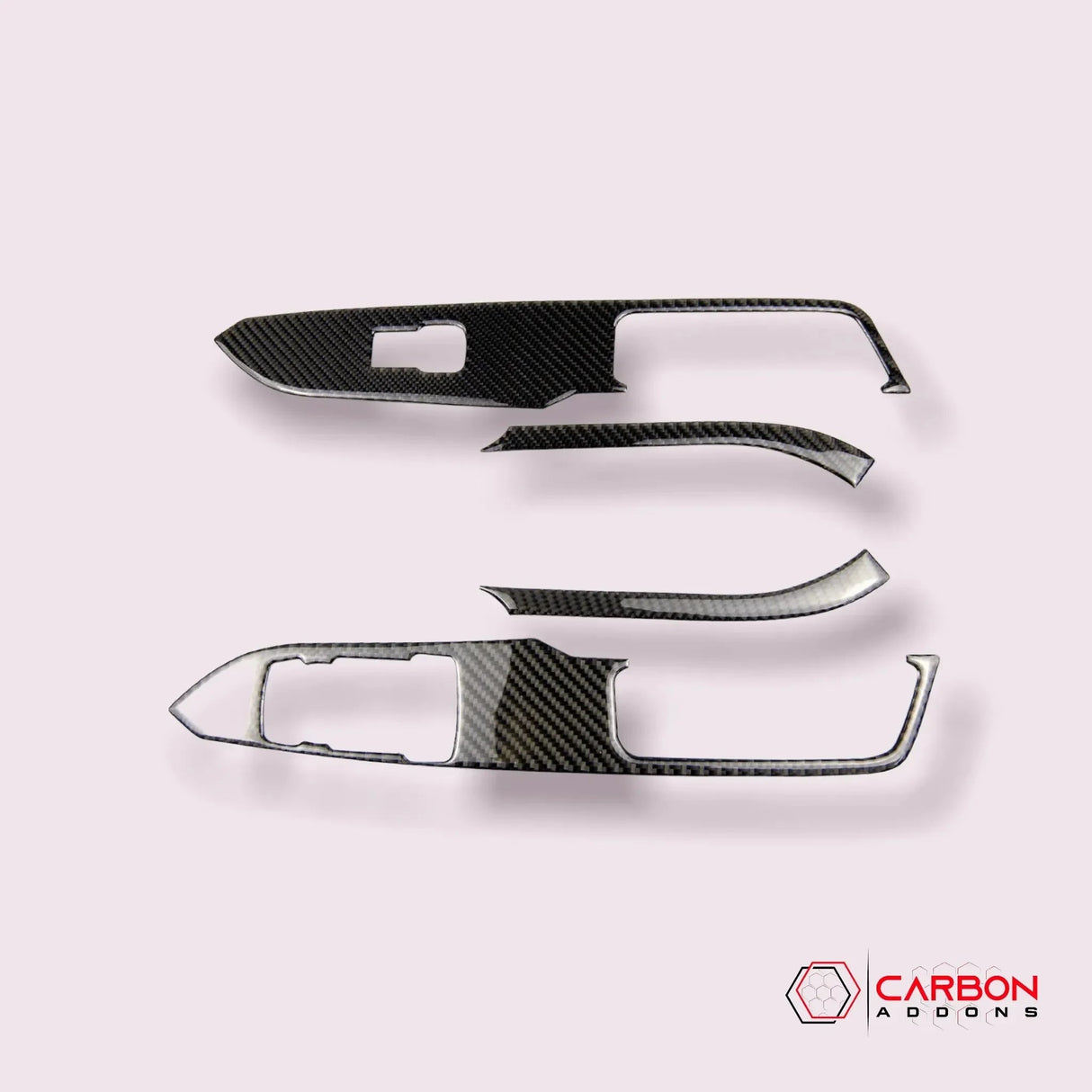 Carbon Fiber Window Control Panel Trim Overlay for Mustang 2015-2023