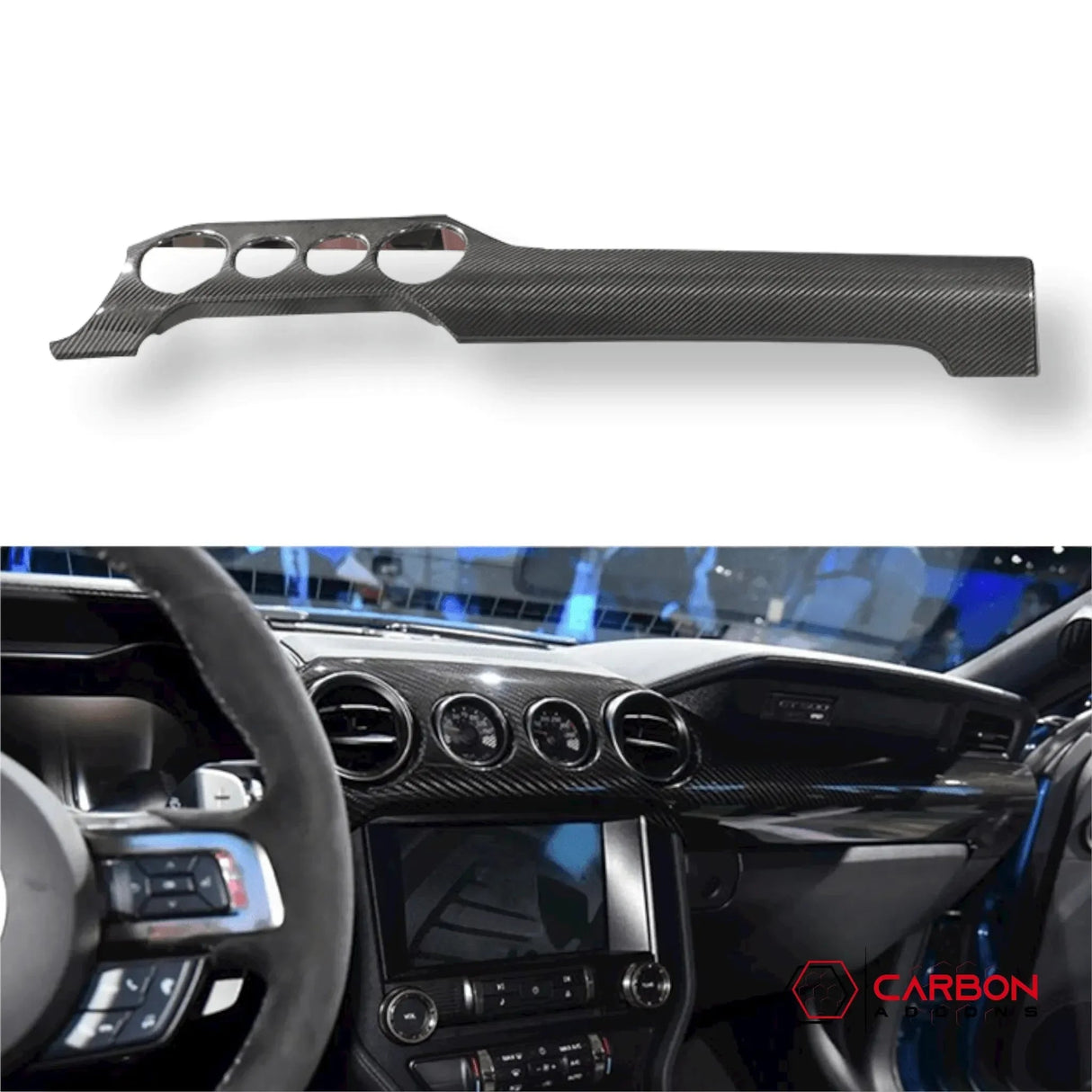Hard Carbon Fiber Dashboard Cover For Mustang 2015-2023