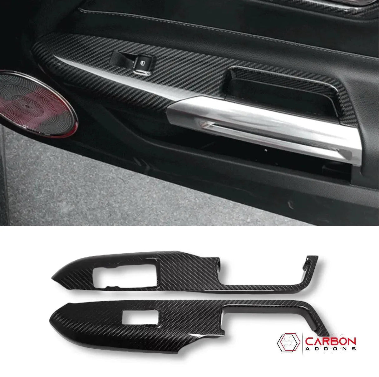 Mustang 2015-2023 Hard Carbon Fiber Door Window Switch Panel Trim Covers