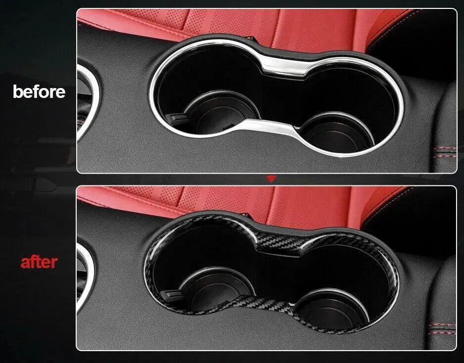 Mustang 2015-2023 Real Carbon Fiber Cup Holder Trim Cover